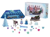 Mattel Disney Frozen Anna & Elsa Small Doll Advent Calendar with 2 Friend Figures, Moldable Sand & 24 Play Pieces, Inspired by Olaf’s Frozen Adventure, HWX20
