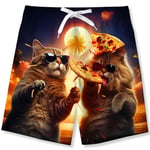 Kids4ever Boy's Swimming Shorts Quick Dry Swim Trunks 3D Print Pizza Cat Kids Bathing Suits Boxer Shorts 9-10 Years