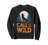 Call of the Wild Howling Wolf Under Full Moon Sweatshirt