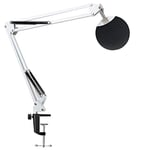 YOUSHARES Blue Snowball Mic Stand with Microphone Cover Foam - White Mic Boom Arm for Blue Snowball Microphone with Mic Pop Filter