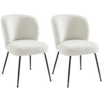 Lot de 2 chaises en tissu bouclette et métal - Blanc - POLPONA