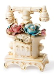 Téléphone Vieux en Porcelaine Petite Statue Céramique Avec Fleurs Bibelot 29 CM