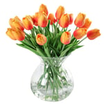 10 st PU Real Touch Latex Konstgjorda Tulpaner Falska Tulpaner Blommor Buketter Blomsterarrangemang för Hemrum Bröllopsbukett Fest Dekor Orange red