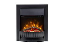 Dimplex Clement Optiflame Inset Electric Fire, Traditional Style, Matt Black, LED Flame Effect Fire with Artificial Logs, 9cm Inset Depth and 2kW Adjustable Fan Heater