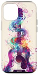 Coque pour iPhone 12/12 Pro Guitare ethnique vintage violette avec motif fumé coloré