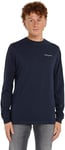 Tommy Jeans T-Shirt Manches Longues Homme Slim Fit Linear en Coton, Bleu (Dark Night Navy), XS