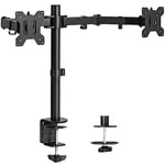 VIVO Dual Monitor Desk Mount, Heavy Duty Fully Adjustable Steel Stand, Holds 2 Computer Screens up to 30 inches and Max 10 kg each, Black, STAND-V002