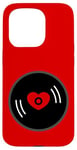 Coque pour iPhone 15 Pro disque vinyle vintage cœur album rouge valentines mignon rétro