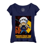 T-Shirt Femme Col Echancré One Piece Manga Trafalgar Law Mini Anime