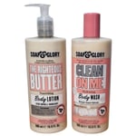 Soap & Glory Set Righteous Butter Body Lotion And Clean On Me Body Wash 500ml x2