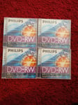 4 x PHILIPS DVD-RW - 4.7GB, 1-2x Speed *NEW & SEALED* *Blank Recordable DVDs*