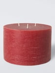 John Lewis Rustic 3 Wick Candle, H10 cm, Red