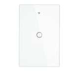 Smart Home Interrupteur Tactile Mural 1/2/3 Gang US Type Ligne Neutre APP en Verre Trempé Télécommande Fonctionne avec Amazon Alexa 10A RF433+WIFI,Blanc,1 Gang