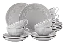 Seltmann Weiden 4052212140117 Service à thé 18 pièces en porcelaine avec tasses à thé, soucoupes, 6 assiettes à pain