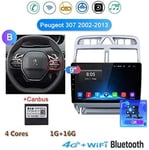 QXHELI Navigation GPS Android 8.1 pour Peugeot 307 De 2002 À 2013 AUTORADIO 9 « Touch Appels Mains Libres Écran MirrorLink Dab + MP5 SWC USB