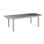 greemotion Table de Balcon Extensible Monza, Table de Jardin Cadre en Aluminium avec Plateau en Verre, env. 160/240 x 75 x 90 cm, Argenté/Gris