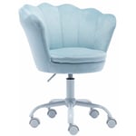 Chaise de Bureau pour Enfant Chaise Chambre Enfant en Velours Fauteuil Bureau Enfant, Bleu Clair