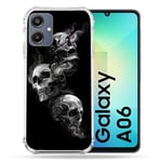 Cokitec Coque Renforcée pour Samsung Galaxy A06 Tete de Mort Triple