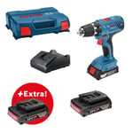 BOSCH PROFESSIONAL Bosch Professional Gsr 18v-21 + 3 Batterier Gba 18v 2.0ah Laddare Gal 18v-20, Levererad I L-case-0615990l888888