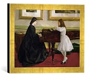 'Image encadrée de James abott McNeill Whistler at The Piano, Art Impression dans Le Cadre de Haute qualité Photos Fait Main, 40 x 30 cm, Doré Raya