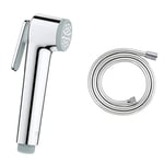 GROHE Vitalio Trigger Spray 30 - Hand Shower with Trigger Control (Recommended Pressure 1.0 bar) & Silver Flex Hose - Smooth Surface for Easy Cleaning with Swivel Connector, Chrome, 28364000