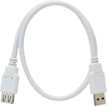 Rallonge USB 3.0,Câble de Données SuperSpeed Jusqu'à 5 Gbit/S,Câble de Charge,USB 3.0 Type A Femelle vers Mâle,9 Broches,3 Blindages,Couleur Blanc,Longueur 0,5 m