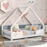 Lit cabane lit enfant 80x160cm avec protection antichute, lit de jeu, lit d'adolescent en bois massif en blanc