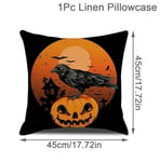 45 cm Pellava Halloween-tyynynpäällinen Pumpkin Bat Wizard Ghost Halloween-sisustus kodin koristeelliselle sohvalle autotuolin koristeluun tyynyliina