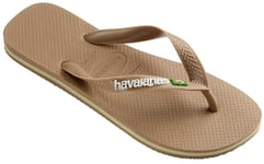 Havaianas Unisex Brasil Logo Flip Flops, Rose Gold, 1/2 UK