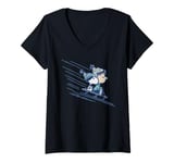 Womens Peanuts Xmas Snoopy Linus Holiday Sleigh Ride Retro 80s 90s V-Neck T-Shirt