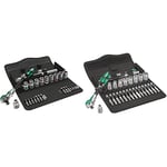 Wera 8100 SC 6 Zyklop Speed 1/2" Multifunction Ratchet & Socket Set, Metric, 28pc, 05004076001 & 8100 SA 6 Zyklop Speed Ratchet Set, 1/4" Drive, Metric, Silver, 28 Pieces - 05004016001