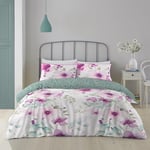 Super Dreamer Flower Duvet Covet Set 3 Piece - Reversible Complete Bedding Set - Floral Quilt Cover Single - Polycotton Fitted Bed Sheet With Pillowcase - Washable