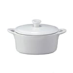 Cocotte Service Ovale Porcelaine Blanche avec Couvercle 12 CM - MEDRI