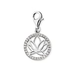 Engelsrufer Pendentif pour femme en forme de fleur de lotus en argent sterling – serti de 32 pierres de zircone – Fermoir mousqueton – Sans nickel, Ø13,5 mm, Argent sterling, Zircone cubique