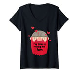 Womens Viking Him - Matching Couple Valentines Day for Girlfriend V-Neck T-Shirt