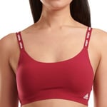 adidas BH BOS Micro Cut Free Scoop Lounge Bra Mørkrød   Large Dame