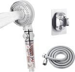 Pommeau de douche avec Filtre Economie Deau, Pommeau Douche Anti Calcaire Haute Pression, (G1/2 pouces, 95mm) Douchette Douche Salle de Bain à Effet Pluie avec 3 Types de Jets