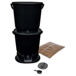 Skaza- Composteur de Cuisine en Plastique Recyclé - BOEssential Set+Base 15,3L Noir et Gris