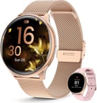 Montre Femme Avec Appel Bluetooth 5.2¿1.39" Hd Smartwatch 120+ Modes Sportifs/Spo2/Cycle Menstruel/Sommeil/Fréquence Cardiaque/Ip67 /Fitness Podomètre/Montre Ios Android (Or Rose)