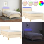 Sommier à lattes de lit avec matelas led Crème 90x190 cm Tissu - lit à sommier tapissier - lits à sommier tapissier - Home & Living - Crème