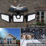 Projecteur Extérieur 70 LED Lampe Solaire de Sécurité à Détecteur de Mouvement, Spot Mural Extérieur Puissant sans Fil avec 3 Têtes