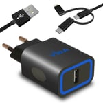 Noir Rapide 2.4A USB Chargeur Adaptateur Secteur Pour Nokia 8 Sirocco Téléphone