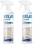 KEL - Limescale Remover Foam Spray, Professional Bathroom Descaler, Removes Stains & Deposits from Shower Heads, Taps, Baths & Screens - 500ml (Pack of 2)