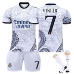 23-24 Real Madrid Dragon White Special Edition fotbollströjor Barnfotbollsutrustning No.7 Vini XL