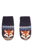 JoJo Maman Bébé Kids' Fox Fair Isle Mittens, Navy