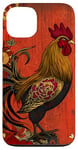 Coque pour iPhone 13 Rouge Pop Art Paisley Floral Coq