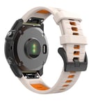 MoKo Bracelet Compatible avec Garmin Fenix 7/7 Pro/6/6 Pro/5/5 Plus/Forerunner 965/955/Instinct/Instinct 2, Quick Fit 22mm Bracelet de Remplacement en Silicone Souple Bicolore, Lumière Étoilée/Orange