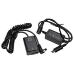 vhbw Alimentation USB compatible avec Sony Alpha 6000, 6300, 6100 appareil photo, caméra vidéo - Coupleur DC - 2m, câble spiralé