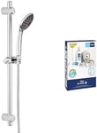 GROHE Vitalio Joy 110 Mono & QuickGlue S2 - Hand Shower Set (1 Spray Water Saving 9.5 l/min flow Limiter Hand Shower 11cm, Universal Shower Rail 60cm, Twist Stop Shower Hose 1.75m), Chrome, 27322000