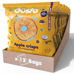 GUSTO SNACKS Crunchy Apple Crisps with Coconut - Case of 12 (20g) - 100% Dried Fruit Snacks - No Added Sugar, High in Fibre, Vegan, Vegetarian, Low Calorie, Gluten free, Nut free & Fat Free